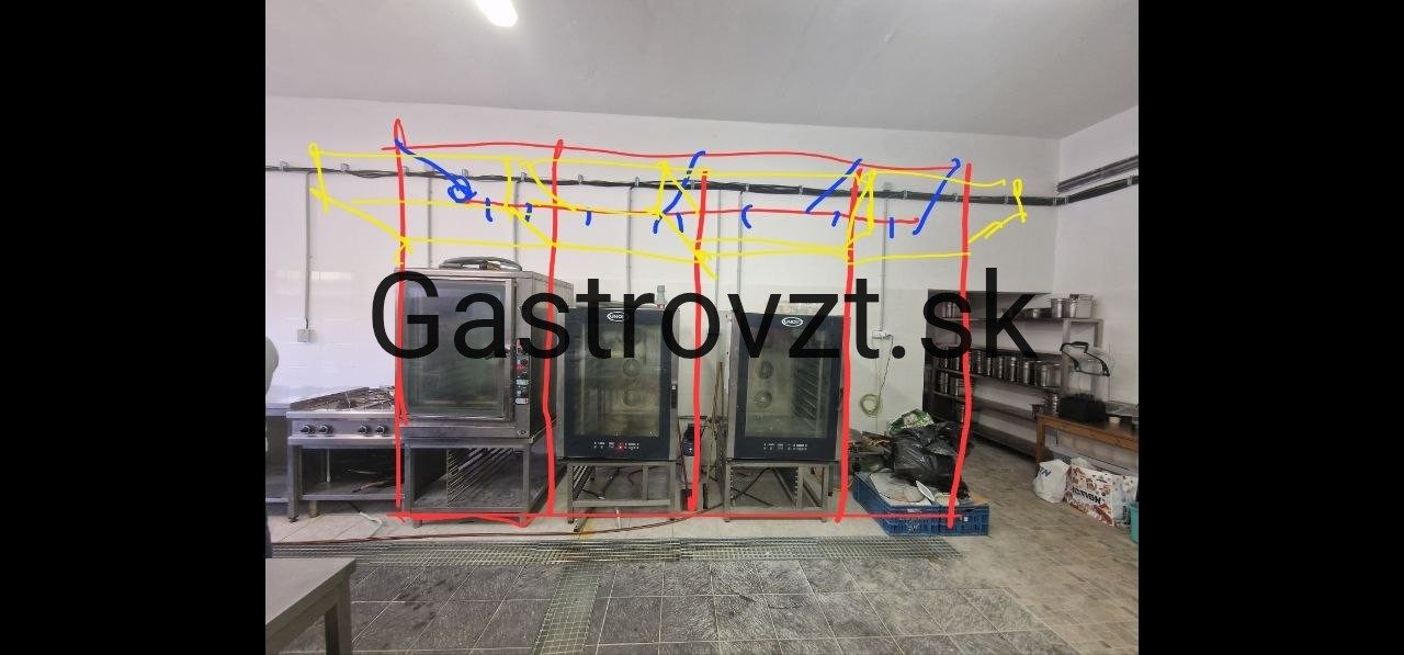 Výdajná kuchyňa Ružinov, Bratislava — montáž vzduchotechniky, záber 29